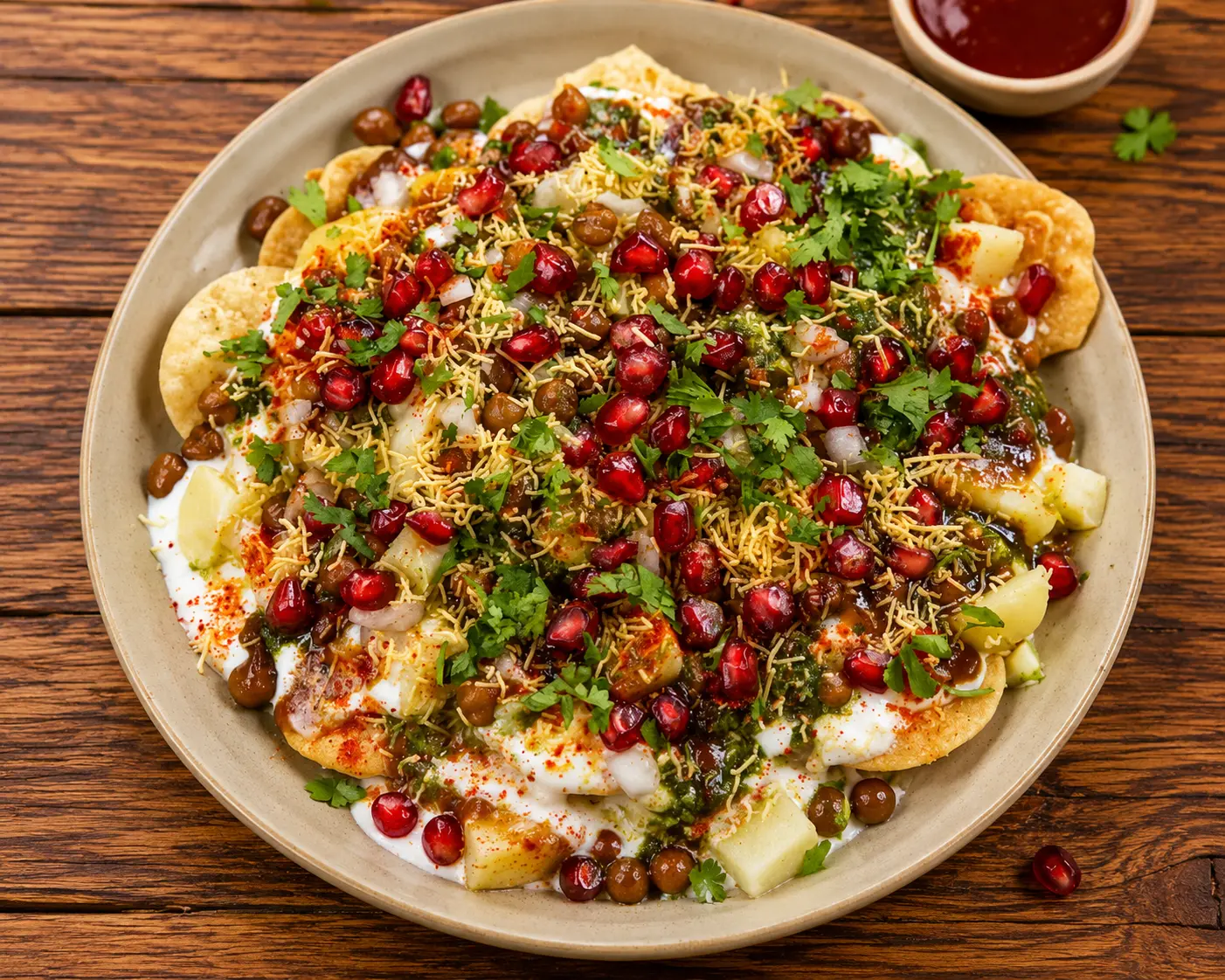 Delhi Chaat Papri with yogurt, tamarind and mint chutney in Winnipeg