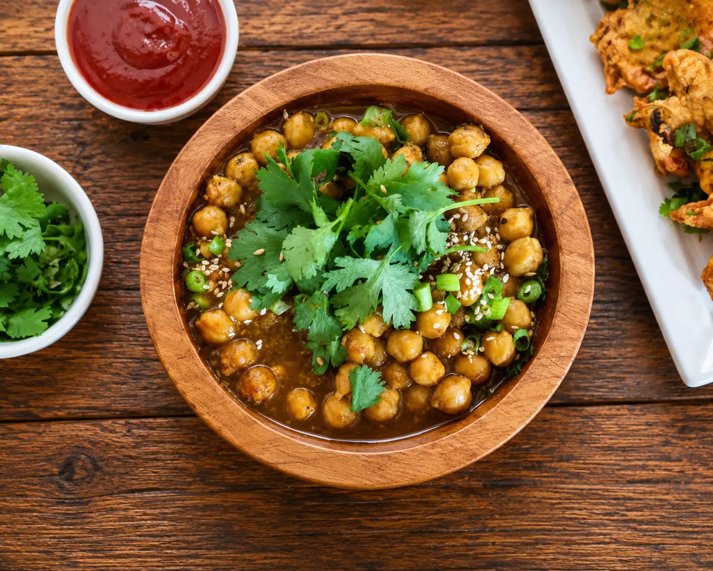 Vegan chana masala chickpea curry at Charisma Of India, Indian restaurant in Winnipeg, MB